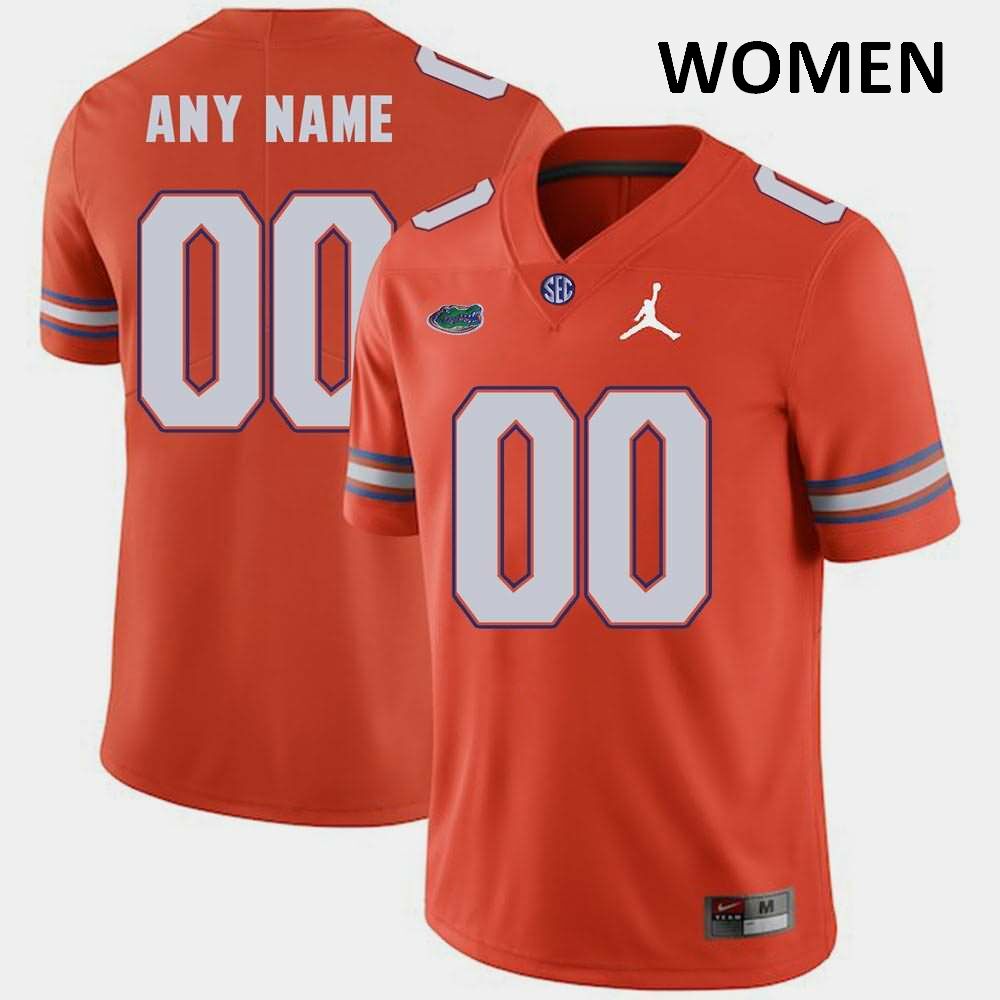 Women's NCAA Florida Gators Customize #00 Stitched Authentic Jordan Brand Orange 2018 Game College Football Jersey KHS4665OD
